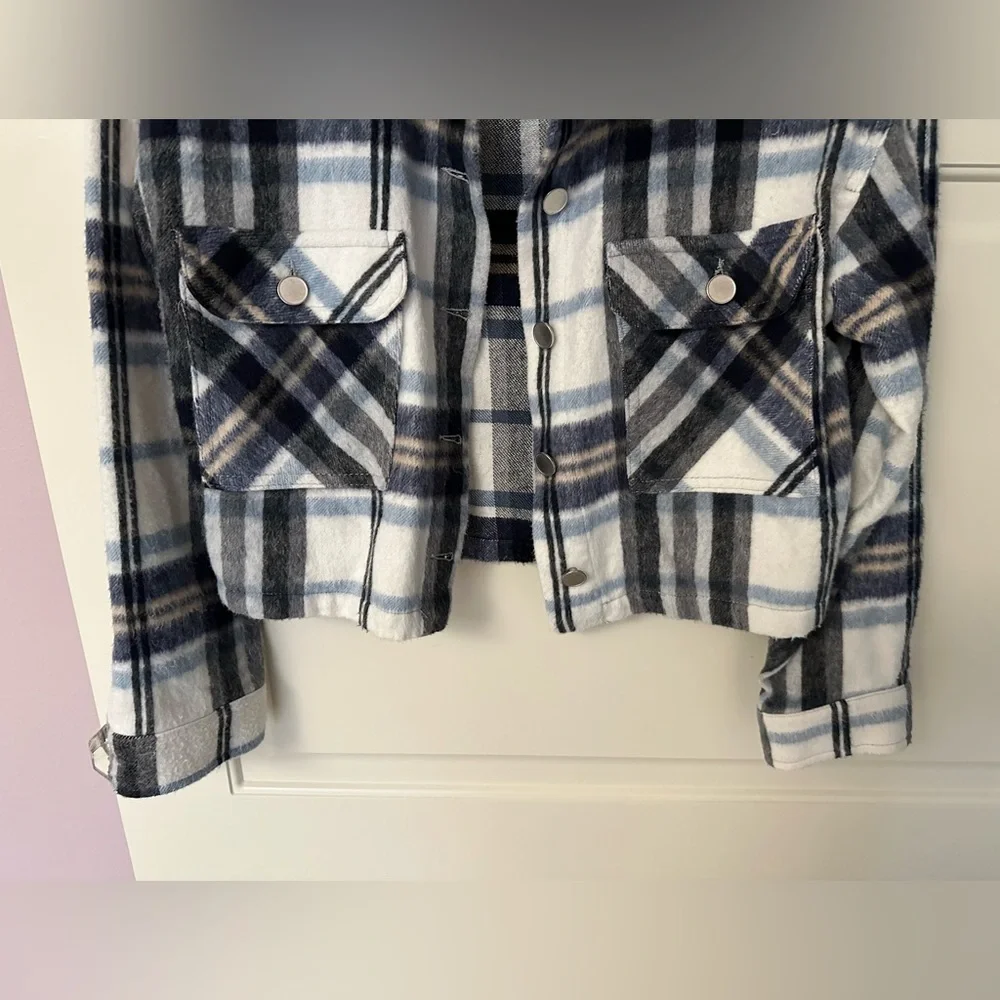 Zara Cropped Plaid Jacket NWOT - Picture 4 of 5